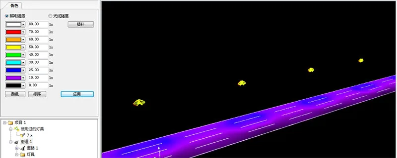 Installed at one side diaLux simulation